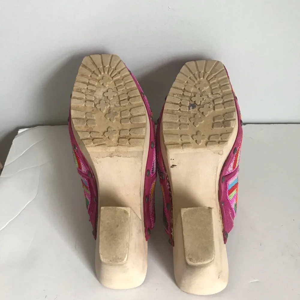 Lisa for Donald J. Pliner Exquisite Hand-Beaded Multicolor Platform Clogs